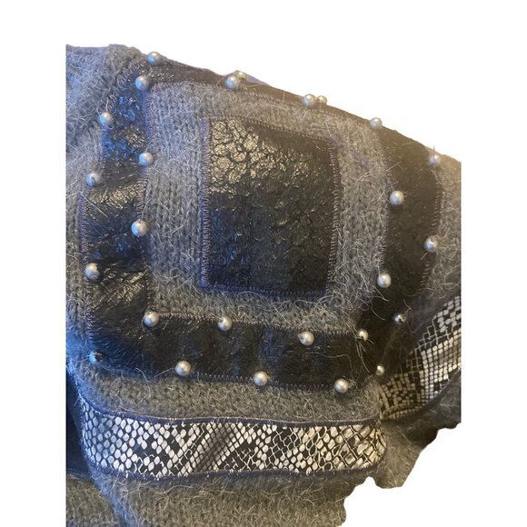 Women's Vintage Tall Collection Grey Turtleneck Sweater Medium Embellished AS IS - Picture 12 of 12